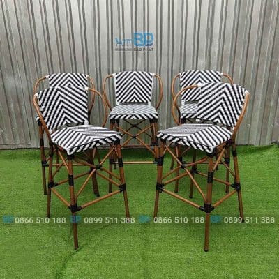 Ghế bar nhựa giả mây kiểu Pháp GBNGMBP003