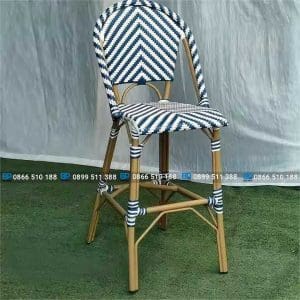 Ghế bar mây nhựa kiểu Pháp GBNGMBP006 8 Ghế bar mây nhựa kiểu Pháp trắng xanh dương