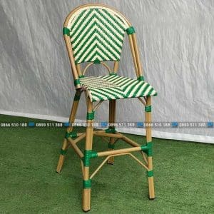 Ghế bar mây nhựa kiểu Pháp GBNGMBP006 7 Ghế bar mây nhựa kiểu Pháp xanh lá