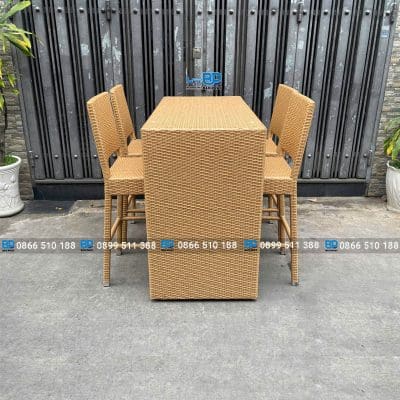Bàn ghế bar nhựa giả mây BGBNGMBP009