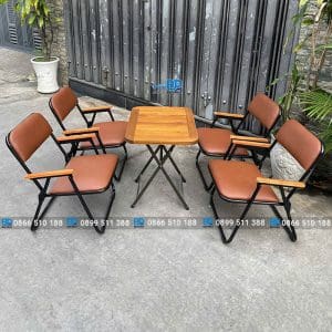 Bàn ghế cafe khung sắt bộc nệm BP