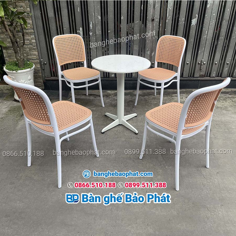 Bộ bàn ghế cafe ghế nhựa lưng mây tại Nhà Bè đẹp giá tốt