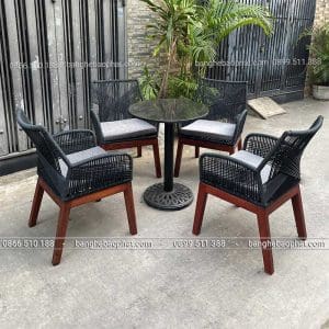 Bàn ghế gỗ đan dây dù BGDDBP001 10 Bàn ghế gỗ đan dây dù