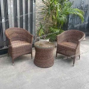 Bàn Ghế Nhựa Giả Mây Ban Công Ghế Thúng Dây Tròn