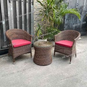 Bàn Ghế Nhựa Giả Mây Ban Công Ghế Thúng Dây Tròn