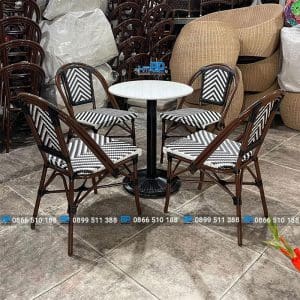 Bàn ghế nhựa giả mây bistro