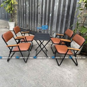 Bàn ghế cafe khung sắt bộc nệm BP