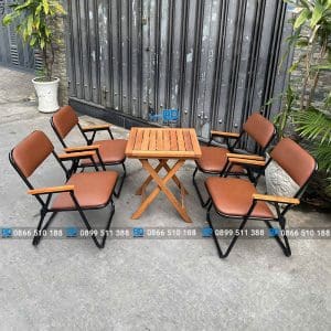 Bàn ghế cafe khung sắt bộc nệm BP