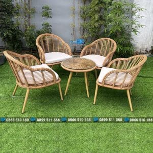 Bộ bàn ghế nhựa giả mây ngoài trời BGMNBP067