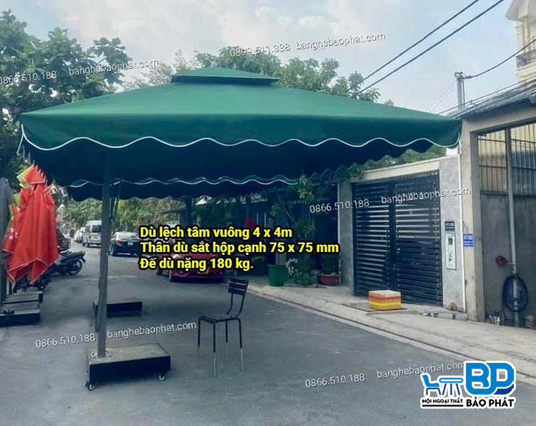 Dù lệch tâm vuông che nắng ngoài chợ 4m x 4m