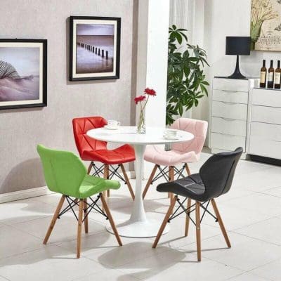 Bàn ghế quán trà sữa chân gỗ mặt nệm 1721