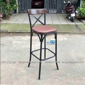 Ghế bar cafe chữ X khung sắt bộc nệm