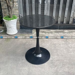 Bàn cafe decor chân tulip mặt đá đen