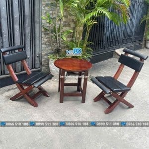 Bàn ghế cafe gỗ xếp bộc nệm