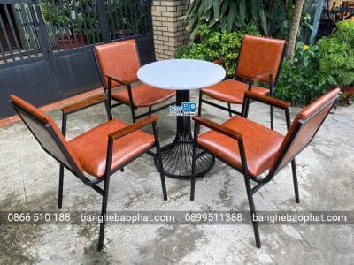 Bàn ghế cafe sắt nệm BGCFSNBP052