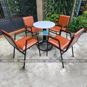 Bàn ghế cafe sắt nệm BGCFSNBP052