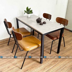 Bàn ghế cafe sắt nệm SH