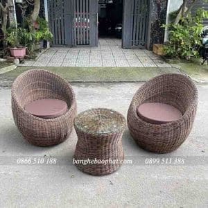 Bộ bàn ghế nhựa giả mây ban công ghế trứng dây tròn 7 bàn ghế nhựa giả mây ban công ghế trứng dây tròn bàn eo