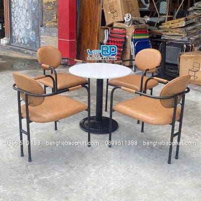 Bàn ghế quán cafe sắt nệm BGSNBP053