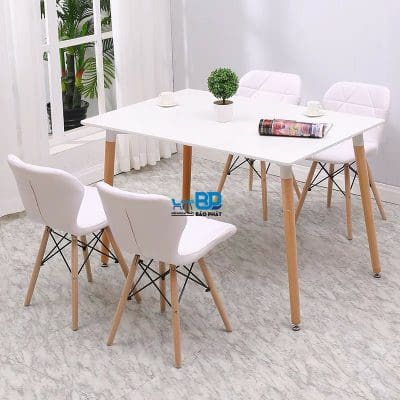 Bàn ghế quán trà sữa chân gỗ mặt nệm 1721