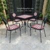 Bàn ghế sân vườn ngoài trời khung sắt mặt đá mosaic BP006