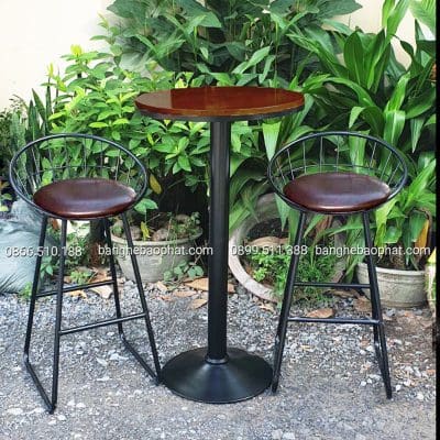 Ghế bar cafe chân sắt bộc nệm