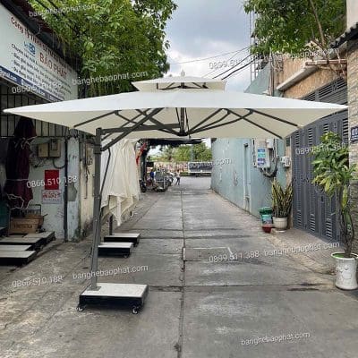 Dù che nắng lệch tâm vuông 3 mét không bèo màu trắng kem