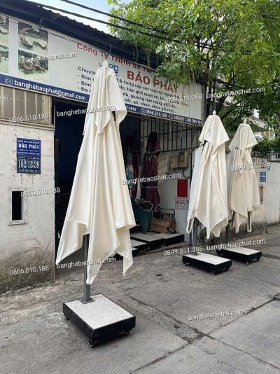 Dù che nắng lệch tâm vuông 3 mét không bèo màu trắng kem