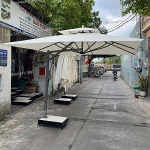 Dù che nắng lệch tâm vuông 3 mét không bèo màu trắng kem