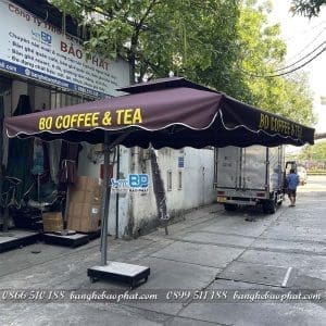 Dù che quán cafe lệch tâm vuông 3m in tên quán 9 Dù che quán cafe lệch tâm vuông 3m in tên quán