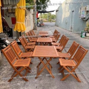 Bộ bàn ghế cafe bằng gỗ BPTD002 7 Bàn ghế cafe bằng gỗ BPTD002