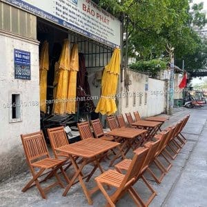 Bộ bàn ghế cafe bằng gỗ BPTD002 8 Bàn ghế cafe bằng gỗ BPTD002