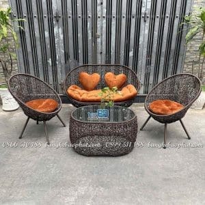 Bàn ghế nhựa giả mây sân thượng ban công đan rối