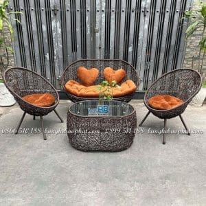 Bàn ghế nhựa giả mây sân thượng ban công đan rối