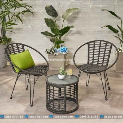 Bàn ghế nhựa giả mây thư giãn ban công BGNGMBP067