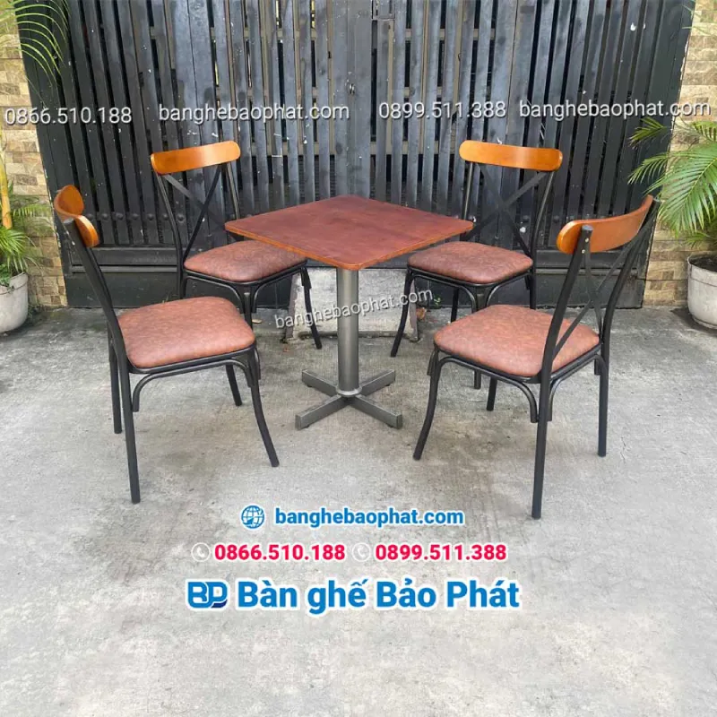 Bàn ghế quán nhậu bình dân sắt nệm BGQABP001