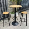 Bàn ghế quầy bar chân sắt mặt gỗ không tựa