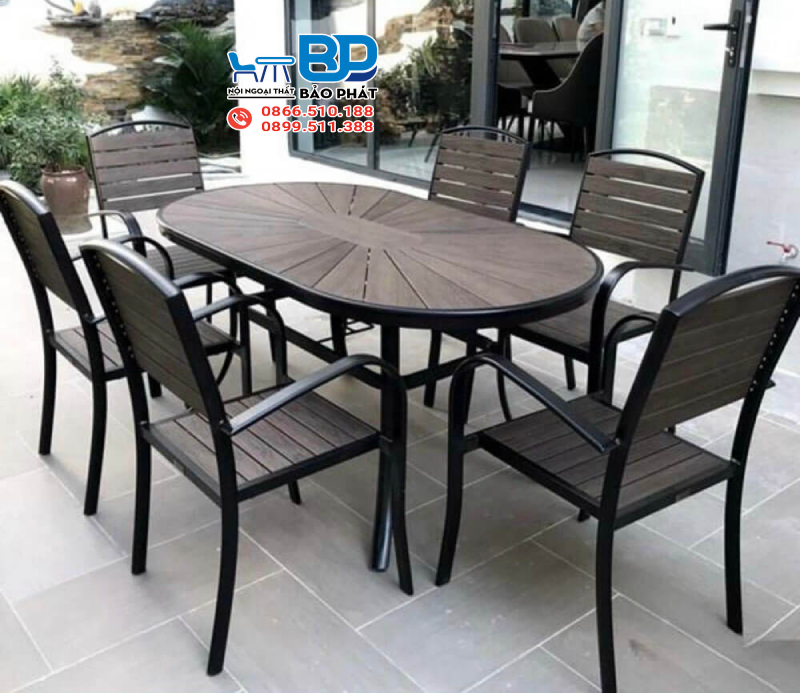 Bàn ghế sắt hộp ngoài trời dạng vuông đơn giản