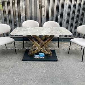 Bộ bàn ghế phòng ăn hiện đại Oleandro khung sắt bộc nệm 9 Bàn Ghế ăn Hiện đại Oleandro