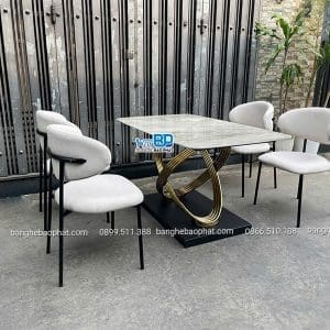 Bộ bàn ghế phòng ăn hiện đại Oleandro khung sắt bộc nệm 10 Bàn Ghế ăn Hiện đại Oleandro