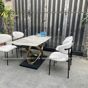 Bộ bàn ghế phòng ăn hiện đại Oleandro khung sắt bộc nệm 11 Bàn Ghế ăn Hiện đại Oleandro