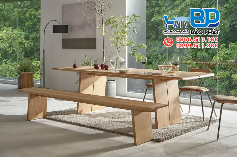 Ghế băng dài gỗ tự nhiên thiết kế đơn giản nhưng ấn tượng