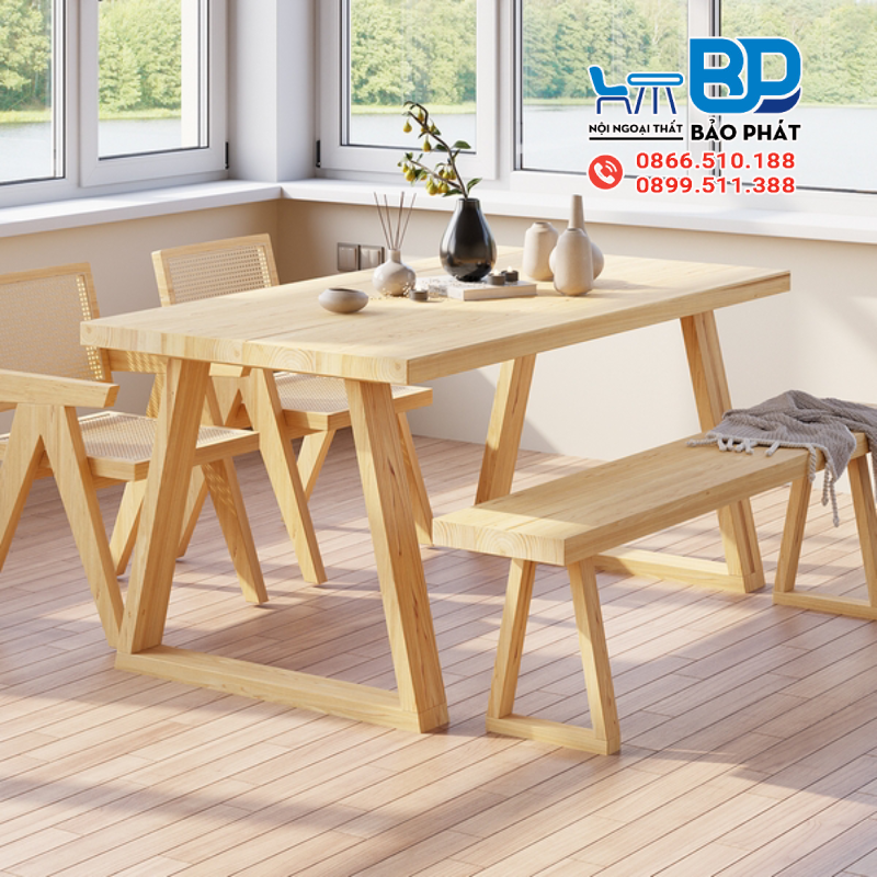 Ghế băng dài quán cafe từ gỗ tự nhiên bền bỉ