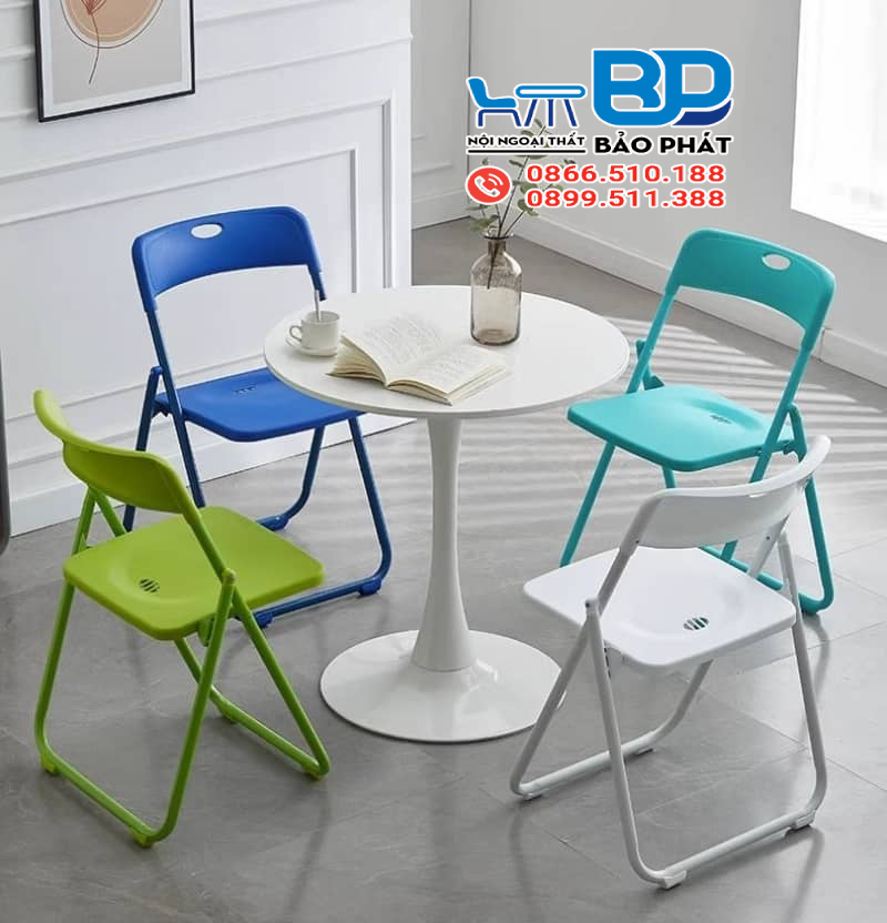 Ghế nhựa tựa lưng dạng xếp đa dạng màu sắc