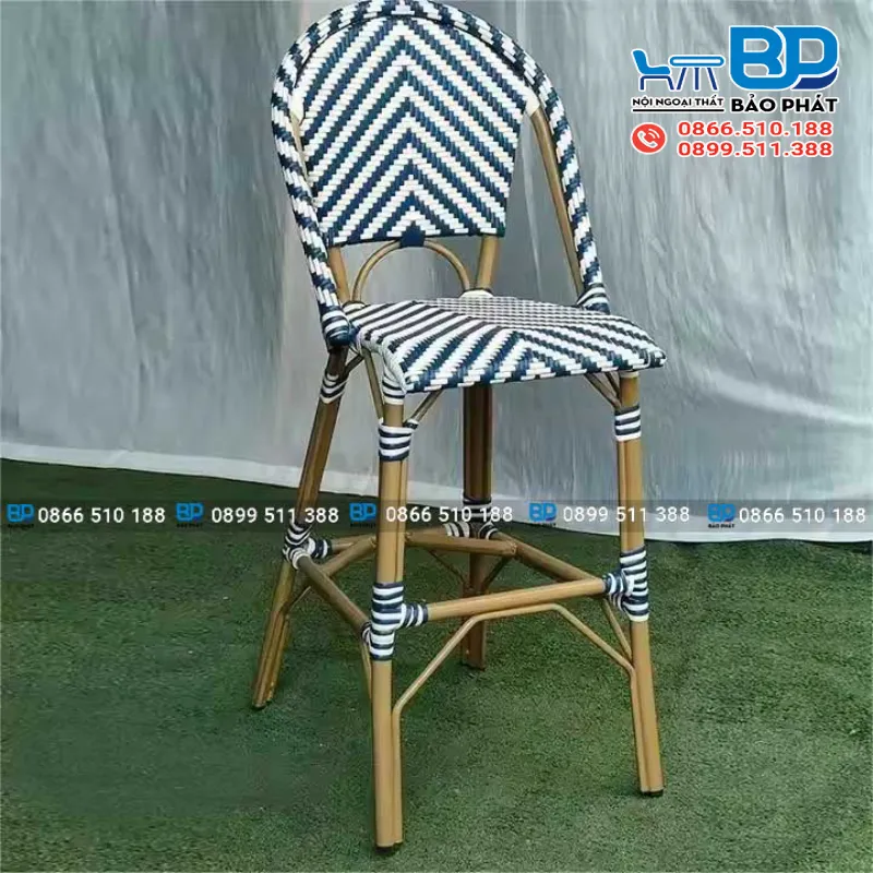 Ghế quầy bar mây nhựa kiểu Pháp GBNGMBP006