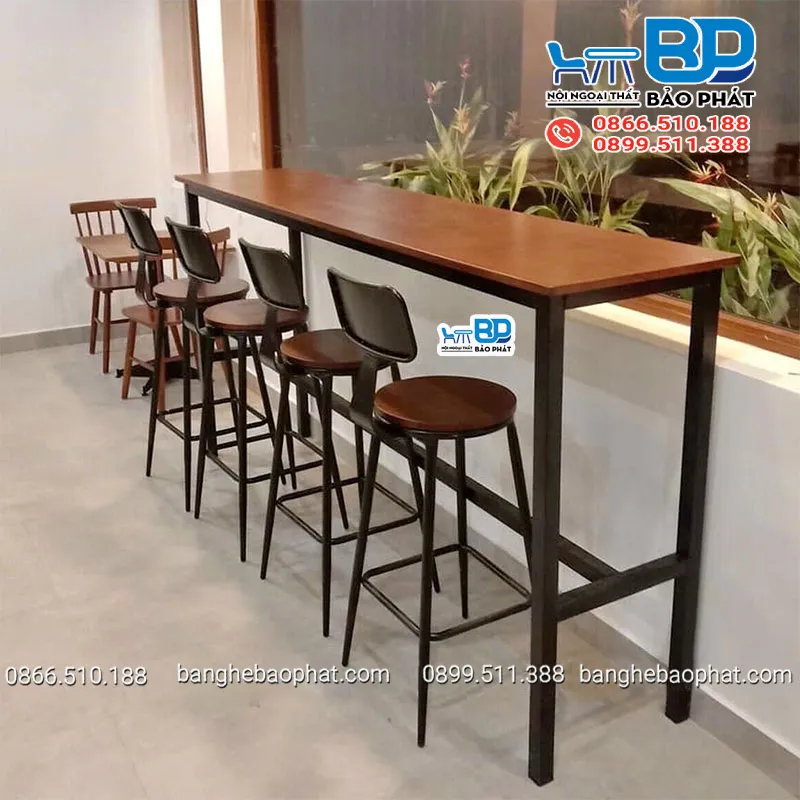 Ghế quầy bar sắt gỗ chân vuốt