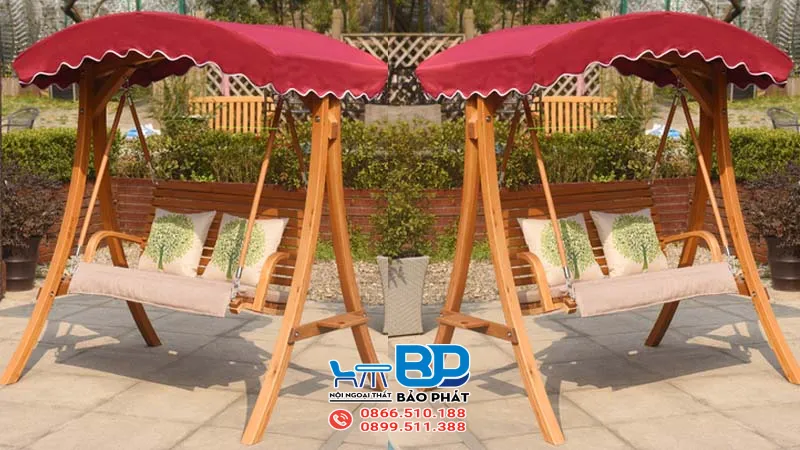 Xích đu gỗ ngoài trời thiết kế độc đáo