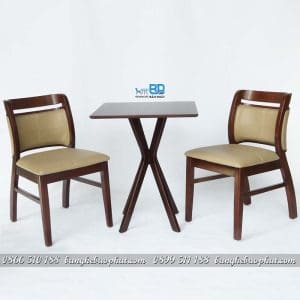 Bàn ghế Ashley khung gỗ bộc nệm
