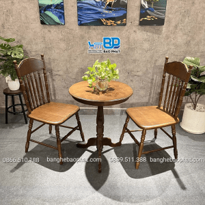 Bộ Bàn Ghế Gỗ Cafe Amish 11 Bộ bàn ghế gỗ cafe ghế Amish bàn mặt tròn