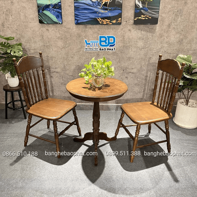 Bộ bàn ghế gỗ cafe ghế Amish bàn mặt tròn